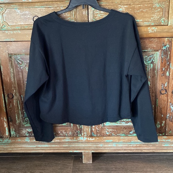 Madewell Boxy Button-Front Crop Cardigan XL, Black - Picture 3 of 6
